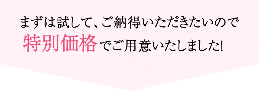 まずは試して、ご納得いただきたいので特別価格でご用意いたしました！