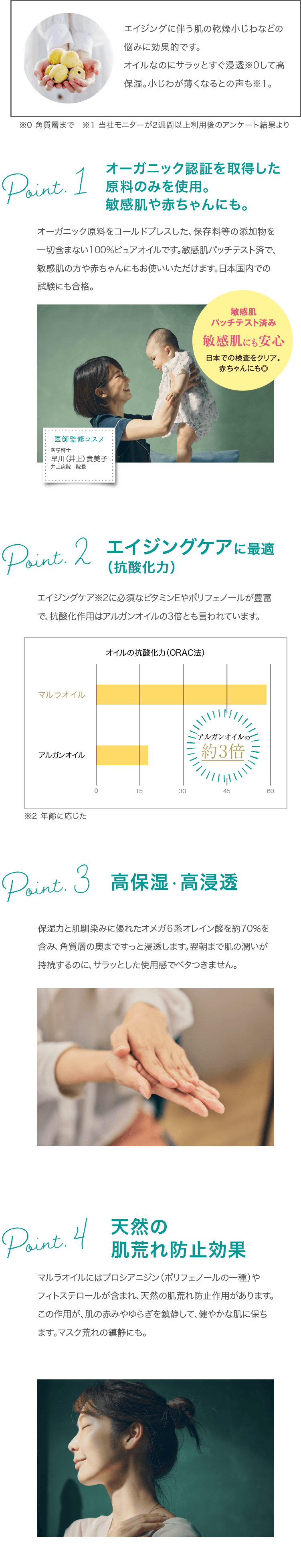 エイジングに伴う肌の乾燥小じわなどの悩みに効果的です。